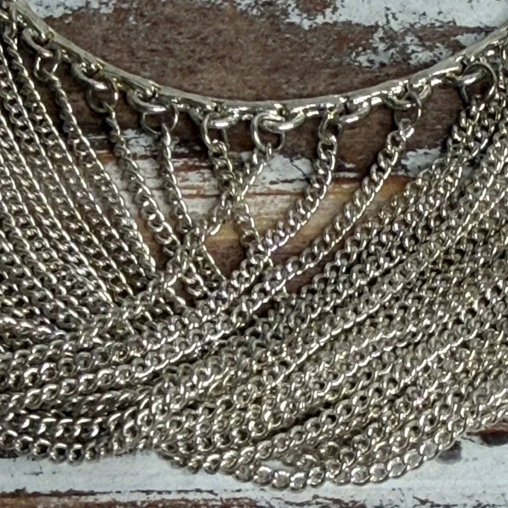 STERLING SILVER STATEMENT BIB NECKLACE FINE 925 6193 - Picture 6 of 9